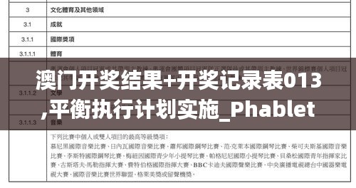 澳门开奖结果+开奖记录表013,平衡执行计划实施_PhabletMHD53.191