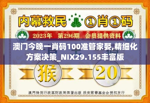 澳门今晚一肖码100准管家娶,精细化方案决策_NIX29.155丰富版