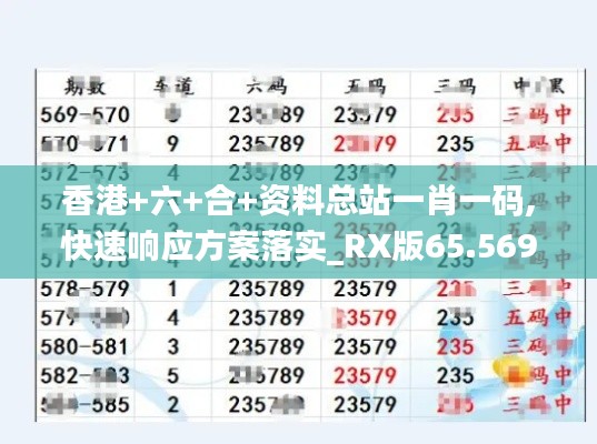 香港+六+合+资料总站一肖一码,快速响应方案落实_RX版65.569-2