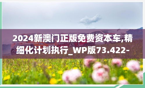 2024新澳门正版免费资本车,精细化计划执行_WP版73.422-8