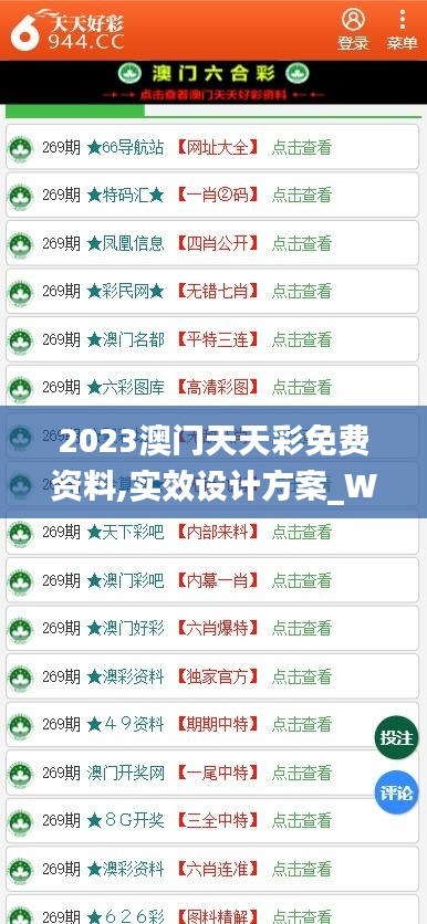 2023澳门天天彩免费资料,实效设计方案_WP6.302-9