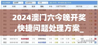 2024澳门六今晚开奖,快捷问题处理方案_豪华版8.837-9