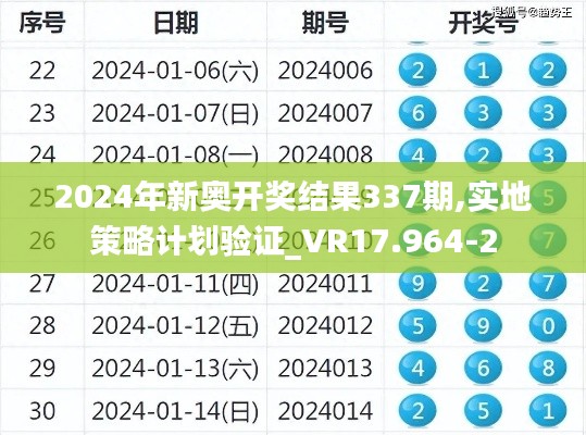 2024年新奥开奖结果337期,实地策略计划验证_VR17.964-2