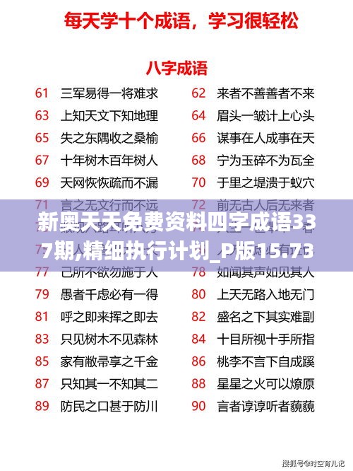 新奥天天免费资料四字成语337期,精细执行计划_P版15.738-8