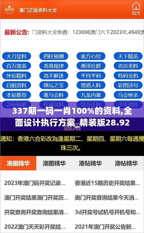 337期一码一肖100%的资料,全面设计执行方案_精装版28.928-4