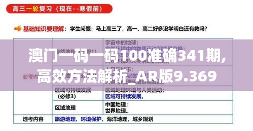 澳门一码一码100准确341期,高效方法解析_AR版9.369