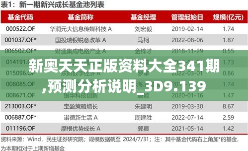 新奥天天正版资料大全341期,预测分析说明_3D9.139