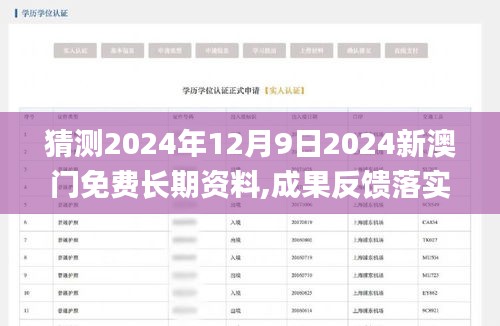 猜测2024年12月9日2024新澳门免费长期资料,成果反馈落实_进阶版110.355