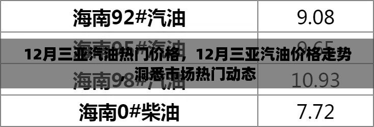 揭秘12月三亚汽油市场，价格走势与热门动态一网打尽