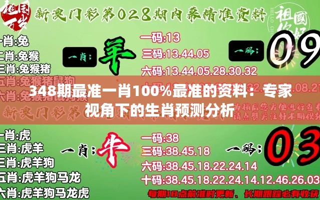 348期最准一肖100%最准的资料：专家视角下的生肖预测分析