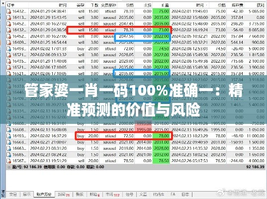 管家婆一肖一码100%准确一：精准预测的价值与风险