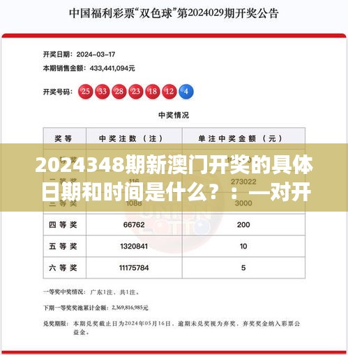 2024348期新澳门开奖的具体日期和时间是什么？：—对开奖时间透明度的思考