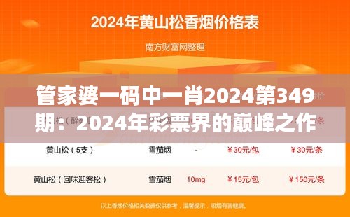 管家婆一码中一肖2024第349期：2024年彩票界的巅峰之作