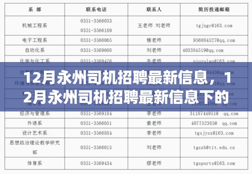 12月永州司机招聘最新信息及行业洞察与个人观点