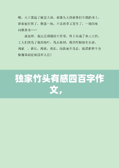 独家竹头有感四百字作文， 