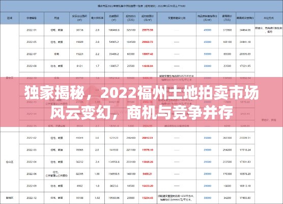 独家揭秘，2022福州土地拍卖市场风云变幻，商机与竞争并存