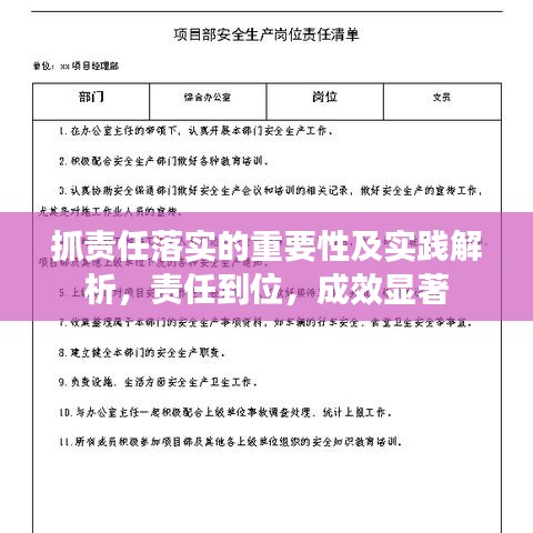 抓责任落实的重要性及实践解析，责任到位，成效显著